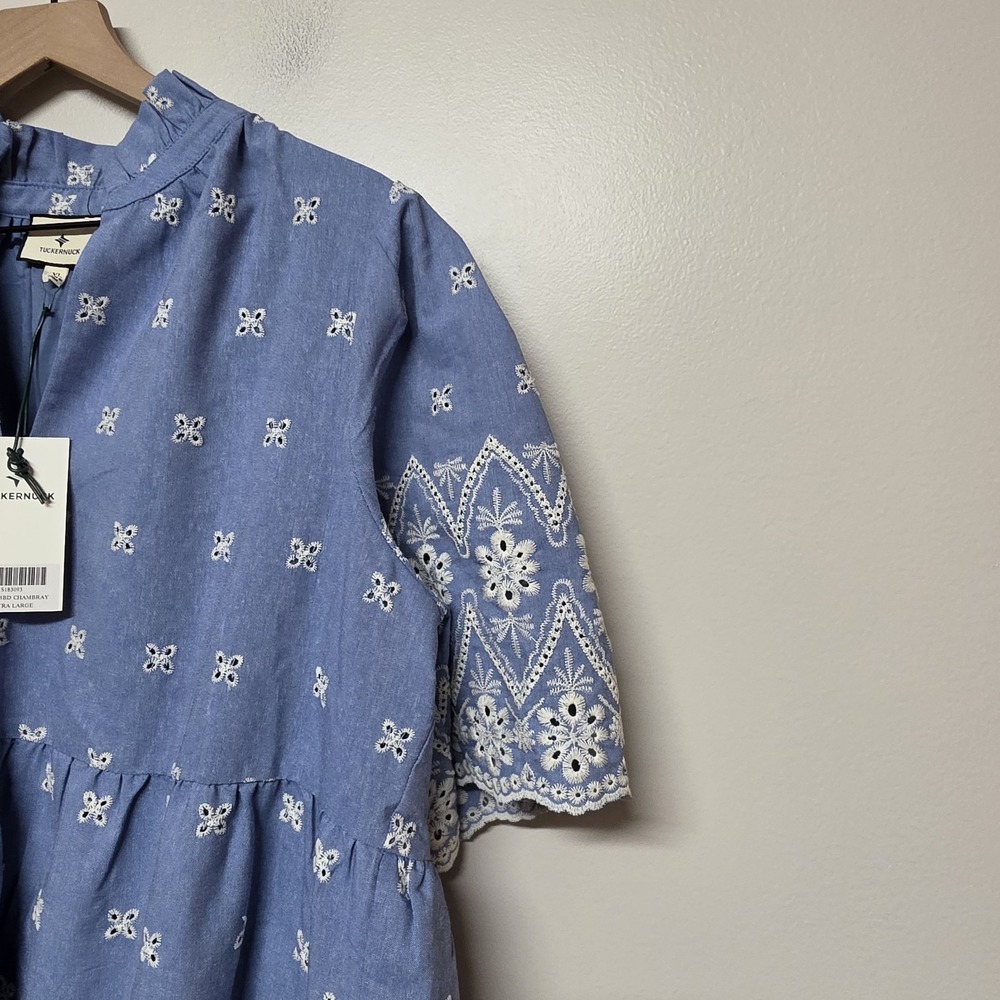TUCKERNUCK Chambray Embroidered Crawford Dress Sz XL NWT Retail $188 Tuckernuck - Picture 3 of 9